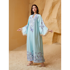 批发外贸穆斯林长裙跨境外贸批发中东女装连衣裙 迪拜流苏长袍abaya