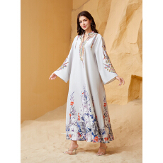 批发外贸跨境新款中东穆斯林女装长袍绳绣迪拜旅游休闲连衣<b class='q'>裙</b>