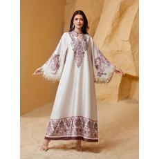 批发外贸跨境新品穆斯林长袍中东迪拜印花女装连衣裙新款轻奢晚<b class='q'>礼服</b>