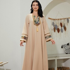 批发外贸中东穆斯林长袍批发新款拼接民族风连衣<b class='q'>裙</b>阿拜亚长<b class='q'>裙</b>