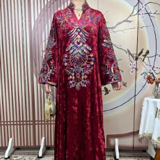 批发外贸中东阿拉伯穆斯林女装长袍宴会时尚礼服绳绣连衣<b class='q'>裙</b>