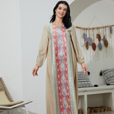 批发外贸独立站亚马逊中东长袍新款刺绣珠片晚礼服穆斯林连衣裙