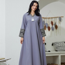 批发中东穆斯林长袍服饰女装迪拜轻奢拼接刺绣晚礼服外贸批发