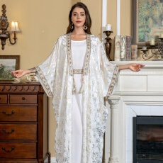 批发中东独立站穆斯林女士连衣裙<b class='q'>欧美</b>外贸跨境夏季烫金长袍