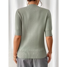 批发2026新款春夏气质圆领中袖女士针织毛衣套头