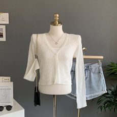 批发现有货 小香风针织<b class='q'>开衫</b>薄款女冰丝宽松外搭防晒外套