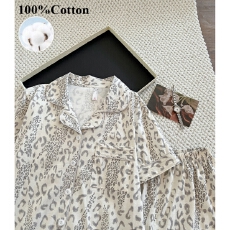 批发欧美式春夏季豹纹<b class='q'>纯棉</b>睡衣女款短袖短裤亲肤舒适可外穿<b class='q'>家居服</b>套装