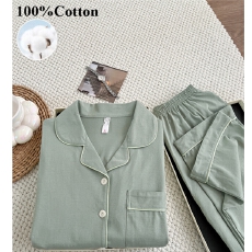 批发欧美简约春夏季格子纯棉睡衣女款短款亲肤舒适可外穿家居服套<b class='q'>装</b>