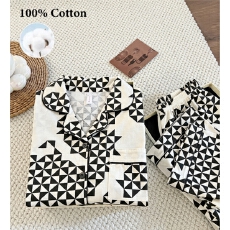 批发欧美式春秋季纯棉睡衣女款长袖长裤亲肤舒适可外穿家居服<b class='q'>套装</b>