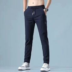 新款夏季冰丝薄款男士休闲裤韩版潮流速干直筒宽松长裤子