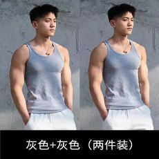 健身竖条纹粗螺纹工字型背心高弹力紧身无袖坎肩速干高弹力凉感