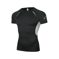 批发健身衣服男夏季跑步速干紧身衣短袖冰丝新款高弹压缩运动训练上衣