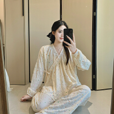 批发新款云朵棉孕妇外穿和服款产妇出院费睡衣家居服外贸订单套装