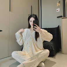 批发新款云朵棉孕妇外穿和服款产妇出院费睡衣家居服外贸订单套装