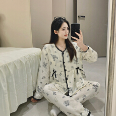 批发<b class='q'>春</b>秋季新款云朵棉孕产妇喂奶衣产前产后出院服家居服套装