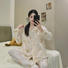 批发<b class='q'>春</b>秋季新款云朵棉孕产妇喂奶衣产前产后出院服家居服套装