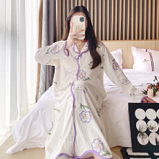 批发月子服春季新款带胸垫6535针织棉春季长裙产后<b class='q'>孕妇</b><b class='q'>睡衣</b>家居裙