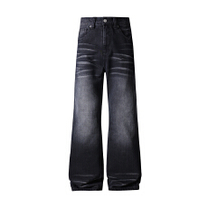 批发HB studio's jeans 2026新款水洗黑色美式<b class='q'>潮</b>流宽松微喇牛仔裤男