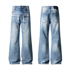 批发HB studio's jeans 2026新款水洗蓝色美式宽松微喇<b class='q'>牛仔裤</b>男