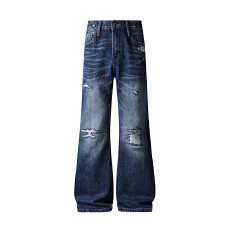 批发HB studio's jeans 2026新款水洗蓝色美式潮流宽松微喇<b class='q'>牛仔裤</b>男