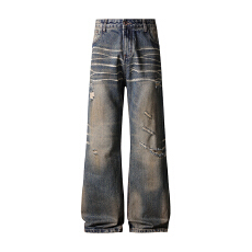 批发HB studio's jeans 2026新款水洗蓝色美式宽松微喇<b class='q'>牛仔裤</b>男