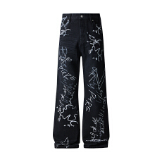 批发HB studio's jeans 2026新款水洗黑色美式潮流宽松微喇<b class='q'>牛仔裤</b>男