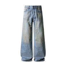 批发HB studio's jeans 2026新款水洗蓝色美式潮流阔腿拖地裤<b class='q'>牛仔裤</b>男