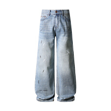 批发HB studio's jeans 2026新款水洗蓝色潮流阔腿裤拖地裤<b class='q'>牛仔裤</b>男