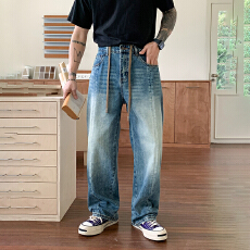 HB studio's jeans 2026新款水洗蓝色宽松直筒裤牛仔裤男