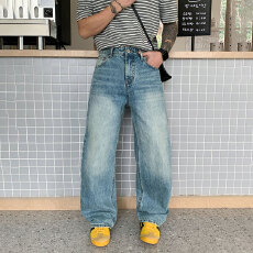 批发HB studio's jeans 2026<b class='q'>新款</b>水洗蓝色宽松直筒裤牛仔裤男