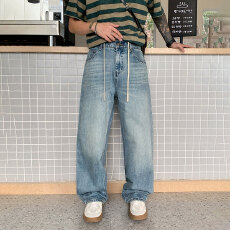 批发HB studio's jeans 2026<b class='q'>新款</b>水洗蓝色宽松直筒裤牛仔裤男