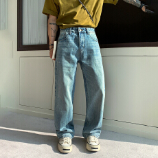 批发HB studio's jeans 2026新款水洗浅蓝色标准直筒裤<b class='q'>牛仔裤</b>男