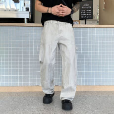 批发HB studio's jeans 2026新款水洗灰白色标准直筒裤<b class='q'>牛仔裤</b>男