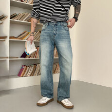 批发HB studio's jeans 2026新款水洗蓝色弹力标准直筒裤<b class='q'>牛仔裤</b>男