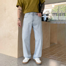 批发HB studio's jeans 2026新款水洗白灰色弹力标准直筒裤<b class='q'>牛仔裤</b>男