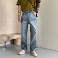 批发HB studio's jeans 2026新款水洗蓝色标准直筒裤<b class='q'>牛仔裤</b>男