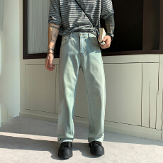 批发HB studio's jeans 2026新款水洗浅蓝色标准直筒裤<b class='q'>牛仔裤</b>男