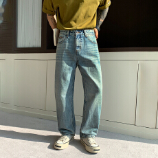 批发HB studio's jeans 2026新款水洗蓝色标准直筒裤<b class='q'>牛仔裤</b>男