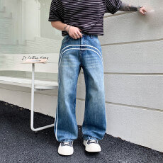 批发HB studio's jeans 2026新款水洗蓝色无弹宽松直筒裤<b class='q'>牛仔裤</b>男