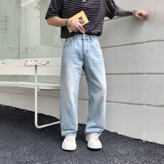 批发HB studio's jeans 2026新款水洗冰川蓝无弹标准直筒裤<b class='q'>牛仔裤</b>男