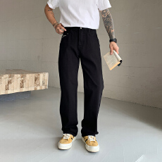 HB studio's jeans 2026新款黑色弹力标准直筒裤牛仔裤男