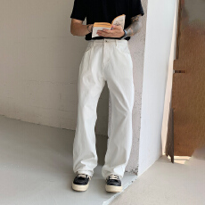 HB studio's jeans 2026新款白色弹力标准直筒裤牛仔裤男