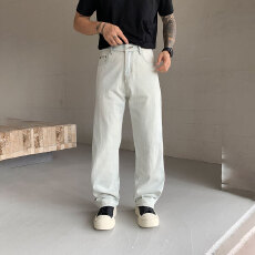 HB studio's jeans 2026新款水洗蓝色弹力标准直筒裤牛仔裤男