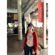 批发im向 画报少女’韩系复古碎花蝴蝶结无袖上衣女<b class='q'>修身</b>弹力吊带背心