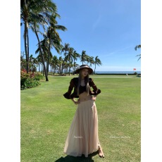 批发8uioio '易梦玲同款'荷叶边v领<b class='q'>长袖</b>衬衫<b class='q'>女</b>春新款气质显瘦a字长<b class='q'>裙</b>