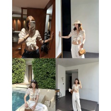 批发Ranwear'夏至未至'泡泡袖绑带蕾丝碎花<b class='q'>条纹</b>多版本面料短<b class='q'>开衫</b>上衣