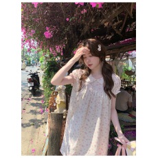 批发PtonUmi春樱漫语  碎花<b class='q'>衬衫</b>裙女早春漂亮娃娃领连衣裙子