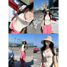 批发Laareetoo  天丝羊毛短袖T恤女夏季新款简约百搭上衣修身显瘦打底