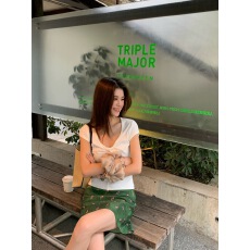 批发莉娜小姐RARE ZZ纯欲亲肤棉混纺扭结细节v领显瘦基础上衣
