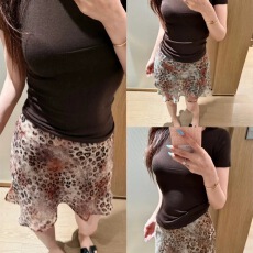 批发OOKSTUDIOS豹豹美学百搭显瘦金丝<b class='q'>雪纺</b>豹纹气质春夏半身长裙短裙女